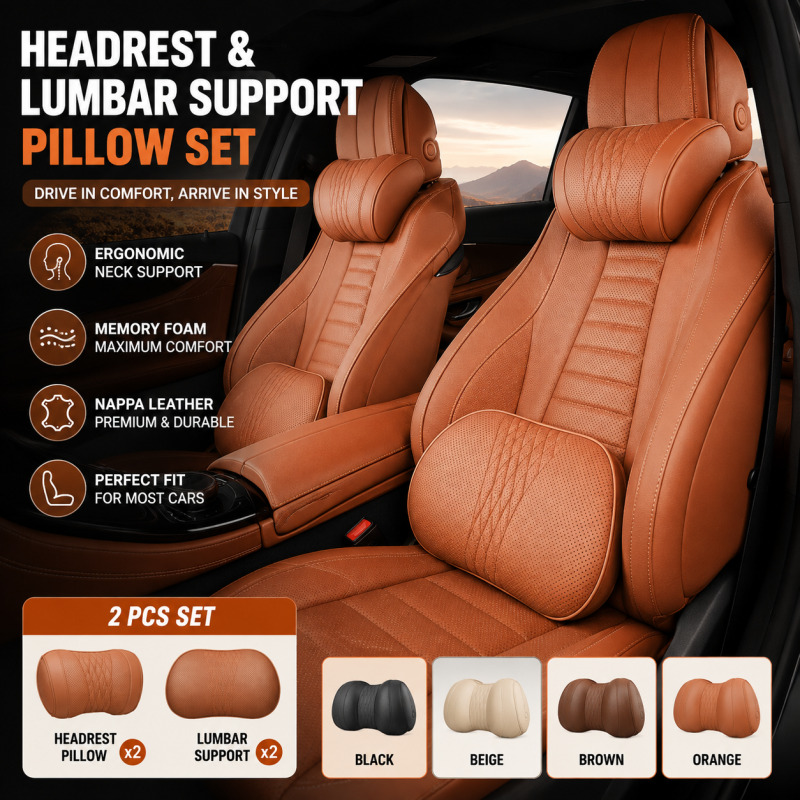 Memory Foam Car Neck Pillow Lumbar Support - Car Headrest Neck Pillow Memory Foam