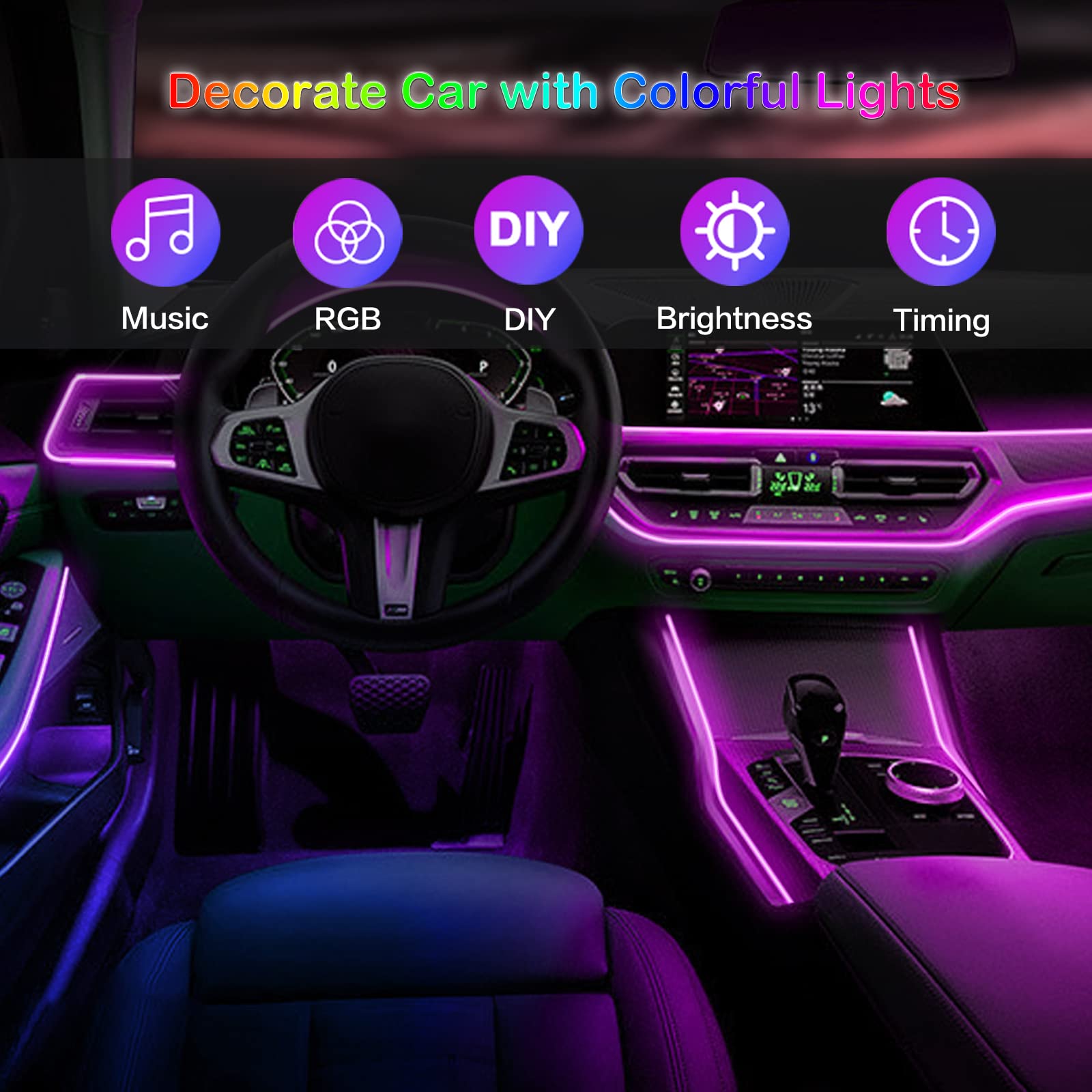 LED Car Interior Ambient Strip - Led Ambient Interior Car Lights App Control review and price