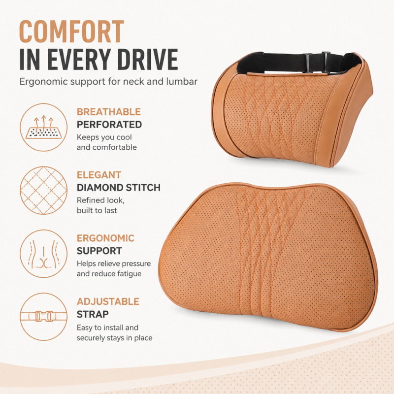 Car Headrest Neck Pillow Memor - Memory Foam Car Neck Pillow Lumbar Support review and price