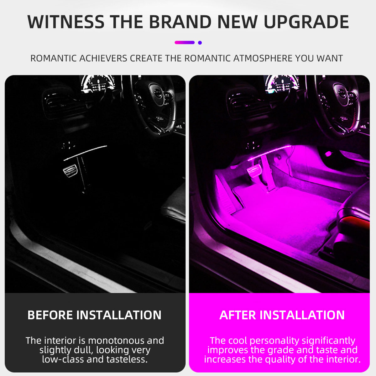 2/4in1 Neon 12/18 LED Car Inte - Led Ambient Interior Car Lights App Control review and price