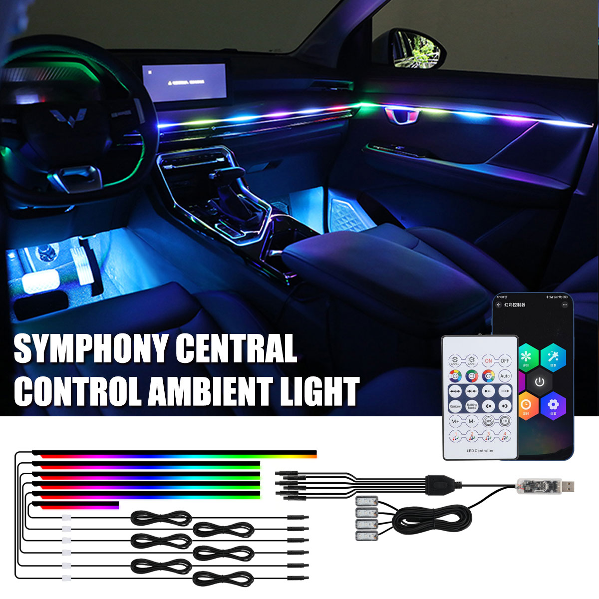 Universal Symphony Car Ambient - Led Ambient Interior Car Lights App Control review and price