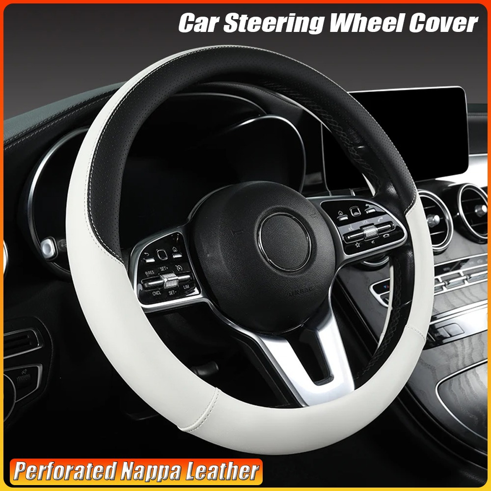 Perforated Nappa Leather Car S - Car Steering Wheel Cover Anti Slip Breathable review and price