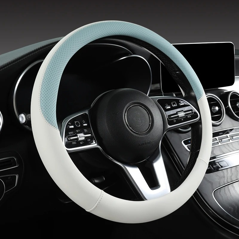 Perforated Nappa Leather Car S - Car Steering Wheel Cover Anti Slip Breathable review and price