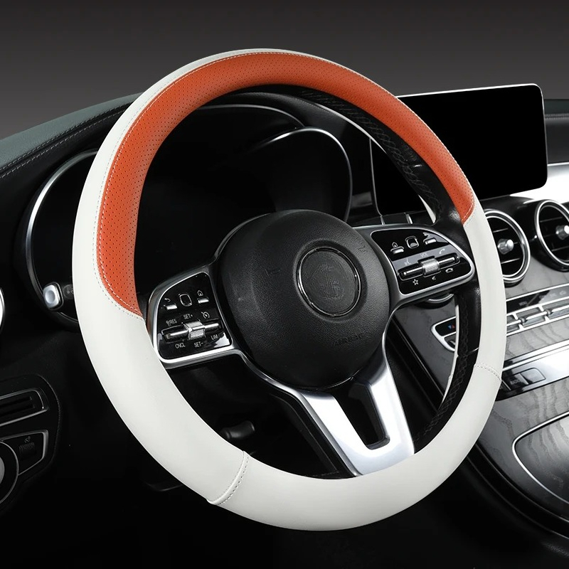 Perforated Nappa Leather Car S - Car Steering Wheel Cover Anti Slip Breathable review and price