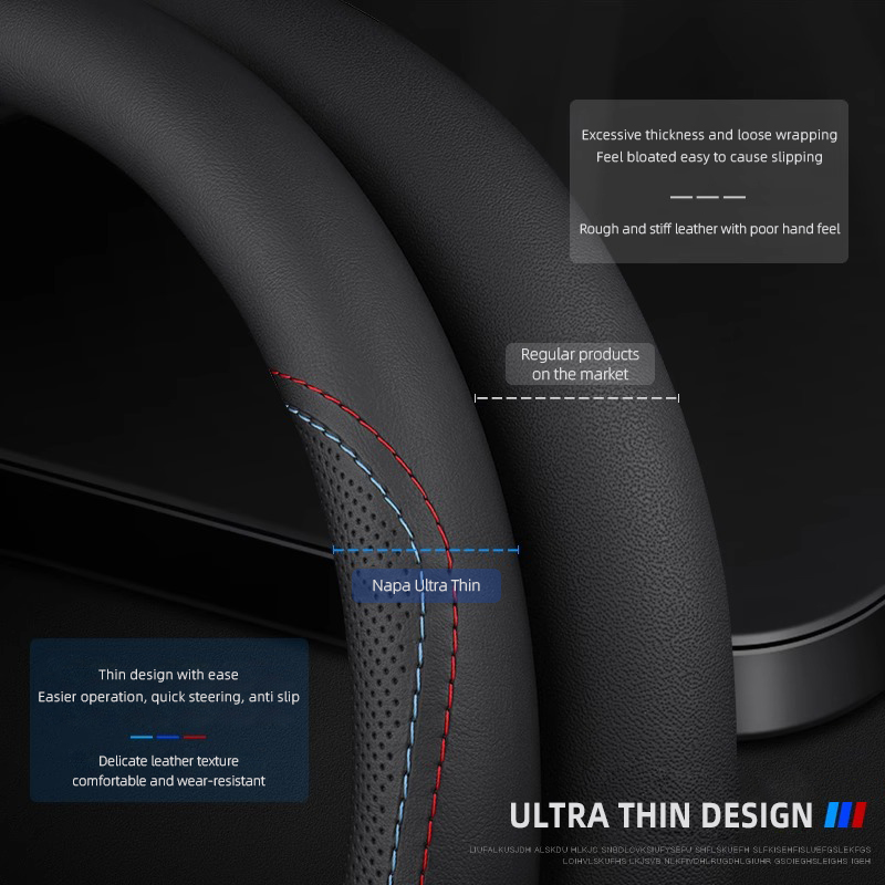 1Pcs Napa Leather Car Steering - Car Steering Wheel Cover Anti Slip Breathable review and price